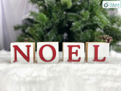 Bộ chữ NOEL xí ngầu vuông [Bằng gỗ - Dày] CHUGO-17